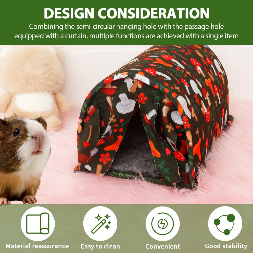 1/2 Pcs Guinea Pig Hideout Polyester Plush Guinea Pig Tunnel With Curtain Pet Cage Accessories Small Pet Supplies for Hamster