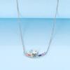 Angel's Wings Feather Necklace 925 Silver Original Blue Eyes Long Chain Link For Mom Women Wedding Party Jewelry Gift