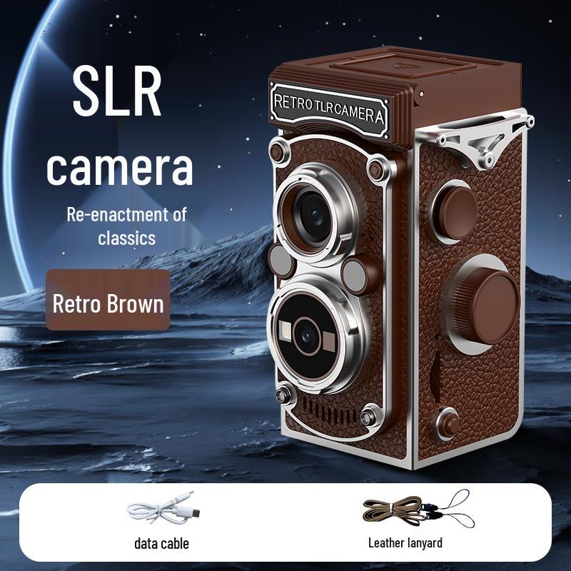 Retro Dual-Lens Travel Camera - Manual Crank, Student-Friendly, Portable Film & Digital Model