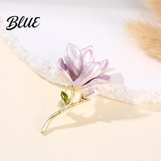 Long-lasting Brooch Magnolia Zinc Alloy Pin with Oil Dripping Process