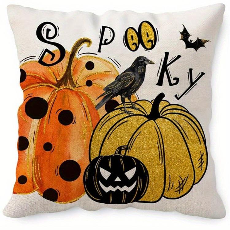 

Spooky and Festive Halloween Pillow Covers: Cat, Ghosts, Pumpkins & More! Sofa cushion cover holiday party decoration gift 16x16Inch