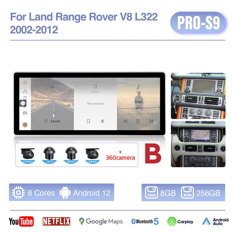 Car Multimedia Video Player 12.3" For Land Rover Range Rover Vogue V8 L322 2002-2012 GPS Navigation Android12 8+256G CarPlay 4G