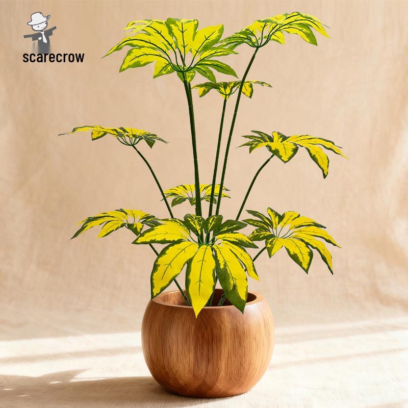Tropical Nordic-Style Umbrella Leaf Faux Bonsai for Home Décor