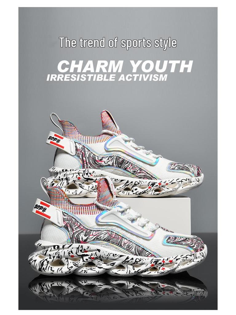 2023 Autumn Men's Tide Sports Shoes with 3D Printed Outsole, Super Light, High Sole, Size 46