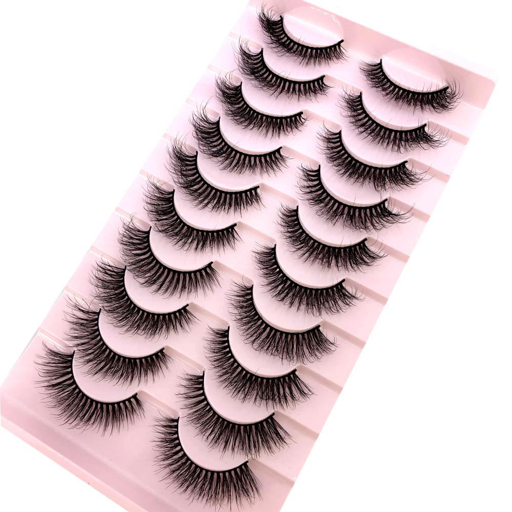 AMSDCN Artificial Mink Short Natural Dramatic False Eyelashes Short Eyelashes 10 Pairs of 3D Eyelash Makeup False Eyelashes