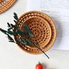 Rattan Woven Tray Convenience Store Handmade Round Basket Food Craft Rattan Tray for Food Fruit Storage Breadbasket Organizer