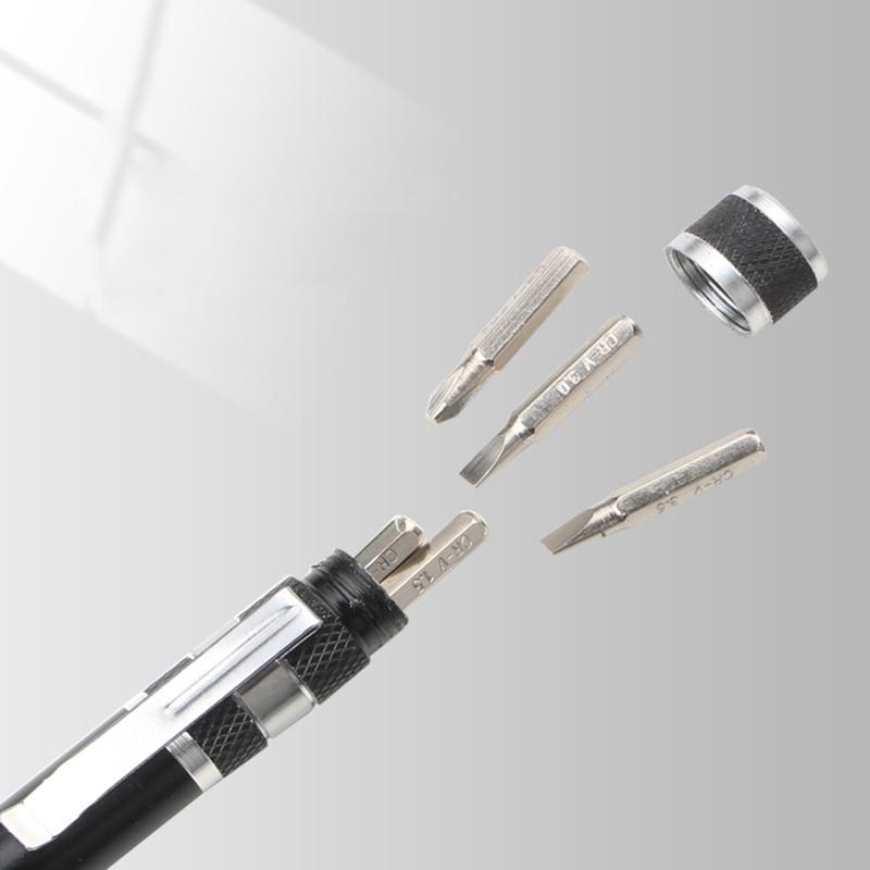 Multifunctional 8 In 1 Screwdriver Pen Shape Magnetic Screwdriver Slotted for Cross Easy Change Screwdriver Bits Mini Ga