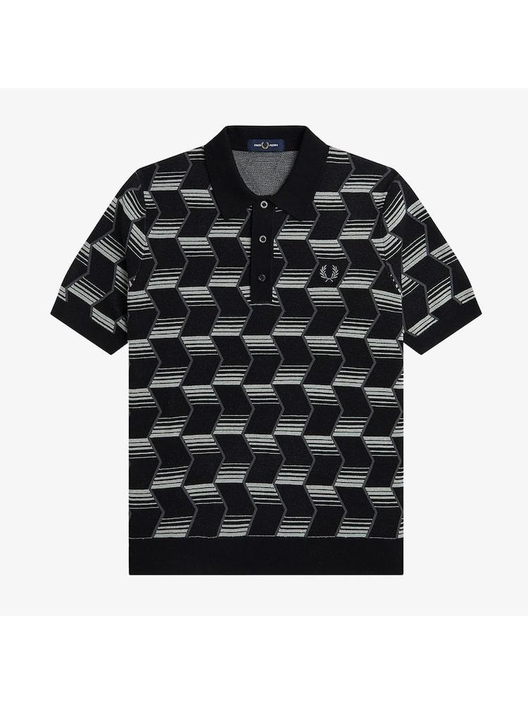 Fred Perry Men Chevron Stripe Knit Shirt 102 Afpm2315525 102