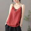 Cotton Linen Tanks Camis Women Vintage Harajuku Chic Casual Top Ladies Embroidered Vest Sleeveless Bottoming Sling Cami