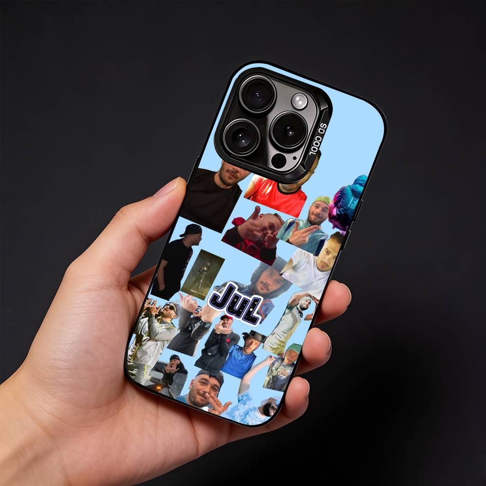J-Julien Mari Jul   Phone Case For iPhone17, 16,15,14,13,12 Pro Max Black Candy Matte Shockproof Cover