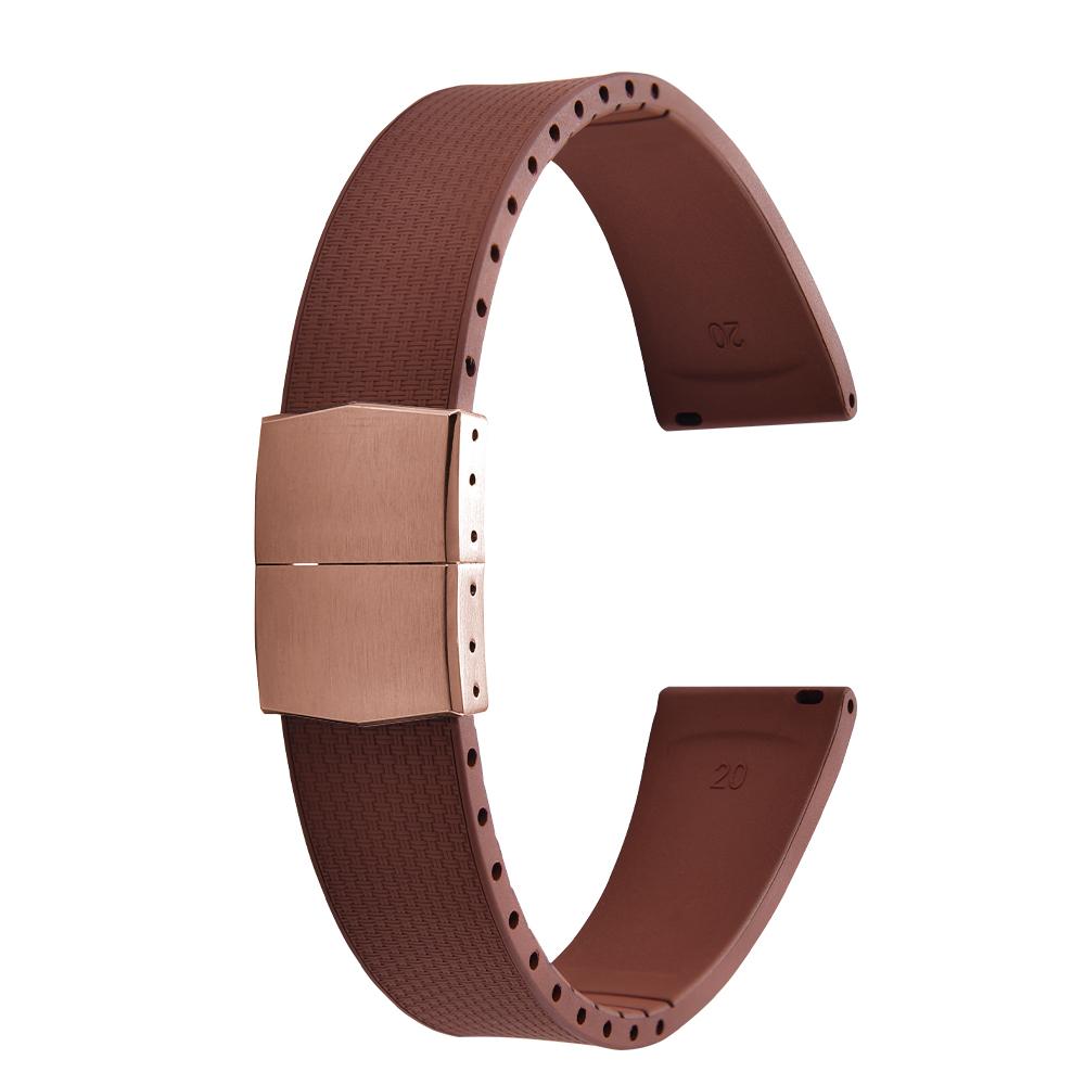 20mm Delugs CTS FKM Gummi Uhrenarmbänder mit 4 Farben Schmetterlingsschließe Einzigartige Textur Schnellverschluss Uhrenarmband für Markenuhr