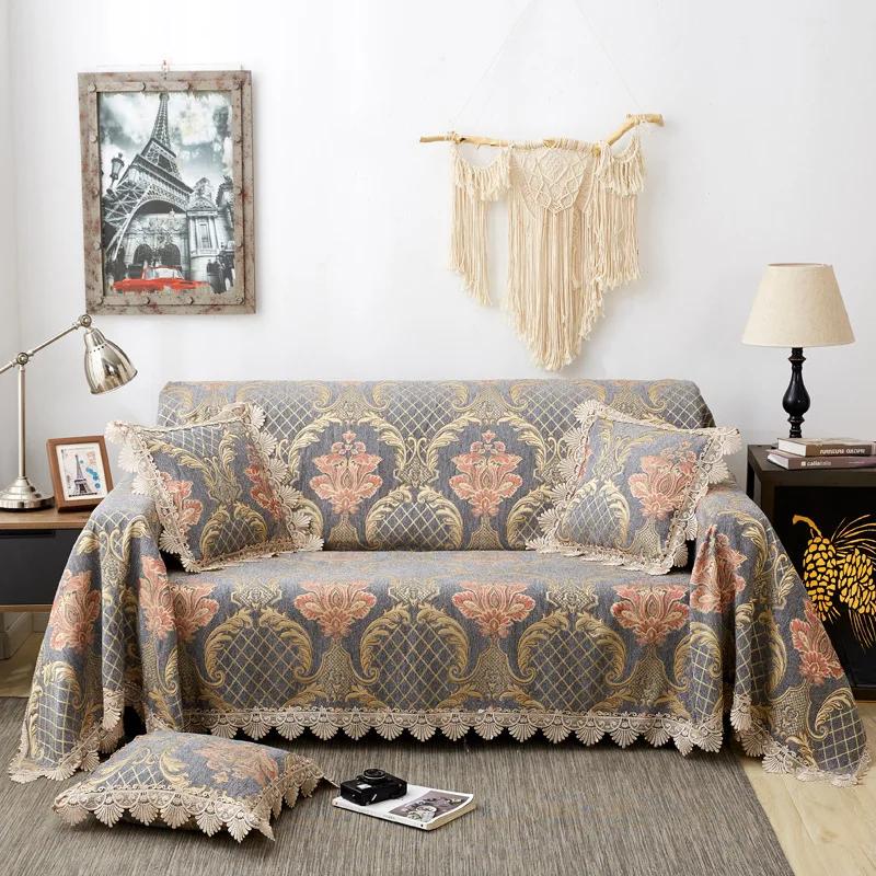 AI WINSURE-Jacquard Chenille Sofa Towel Cover, Luxury Couch Slipcover, European, Non-Slip Sofa Towel, Throw Blanket, 2, 3 Seats