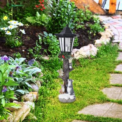 Tier Außen Garten Statue Harz Skulptur mit Solarleuchten Dekoration Modernes Geschenk Handwerk