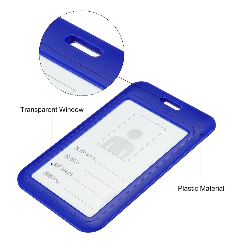 2Pcs ID Badge Holder 4.3x2.8 Inch Vertical Name Tags ABS Plastic Slide Cover Waterproof Work Card Holder In Offices Exhibitions