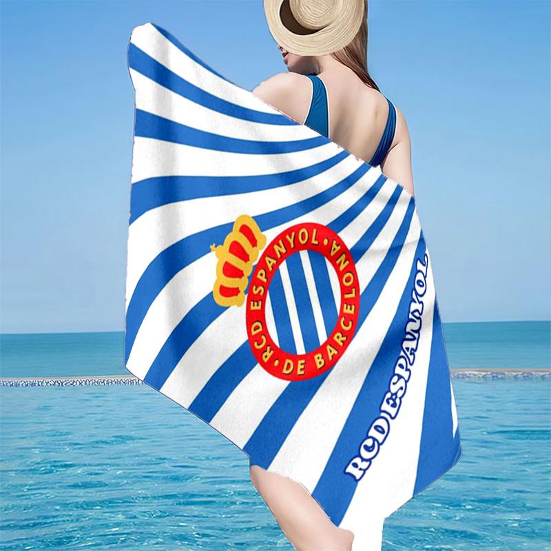 Real Sociedad Crest Design Microfiber Beach Towel, Lightweight And Quick-Dry, for Summer Travel, Beach Essential, Swimming Pool