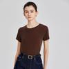 Women's Acetate Tencel Slim T-shirt Hundred Fashionable Tops Soft Skin-friendly Slash Short-sleeved