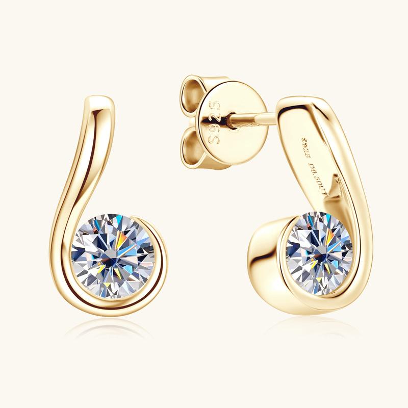 Silvere Glam Korean Version 6-character Note Moissanite Ear Studs With A High-end Design S925 Silver Ear Accessory