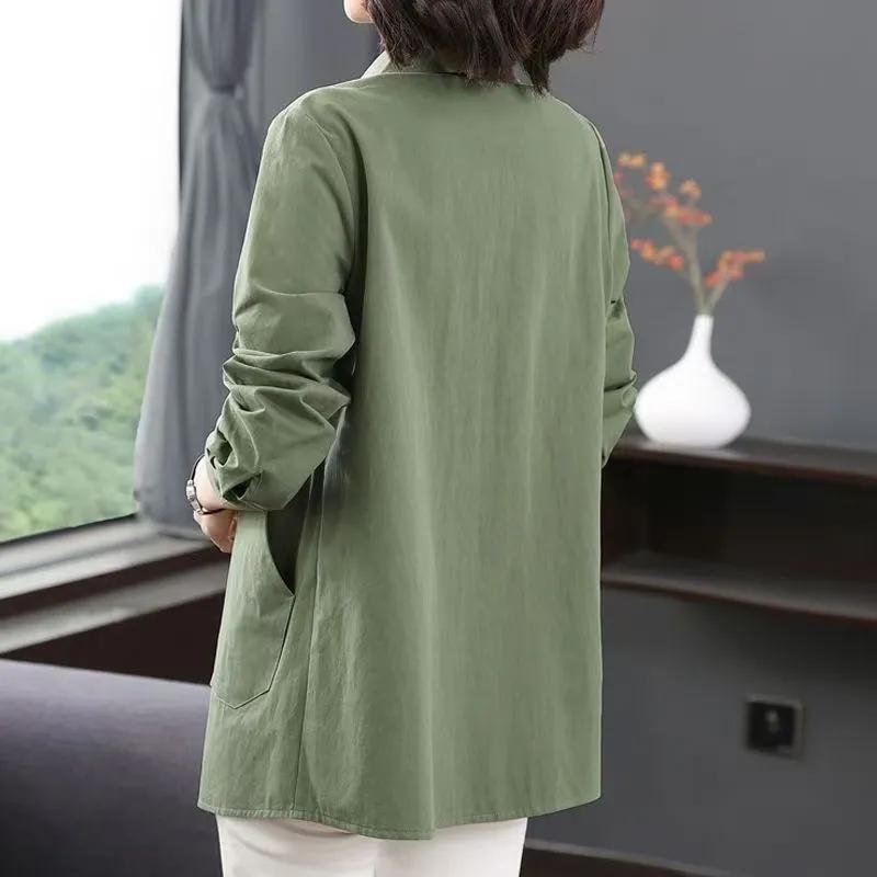 Cotton Shirt Long-sleeved Shirt Ladies Spring Mother Casual Top