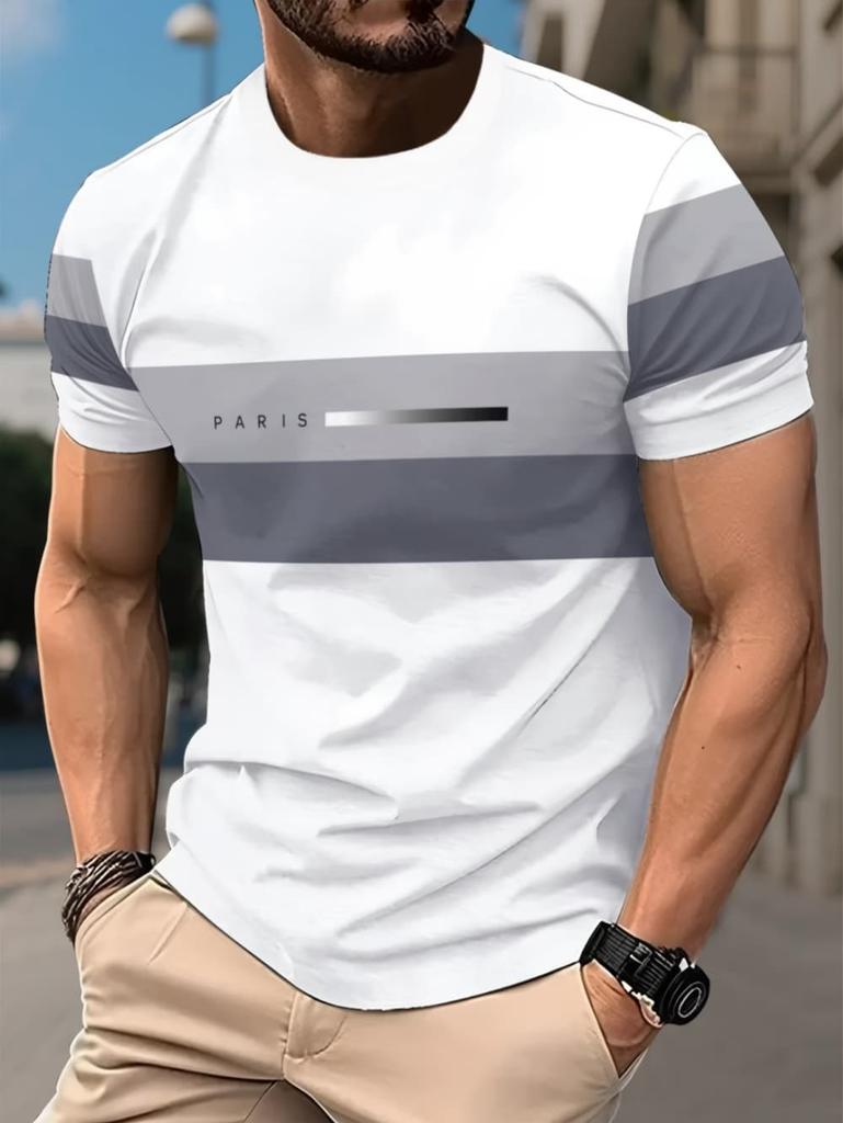 Summer Simple Print Men's Clothing Fashion Loose Men's T-Shirt Summer Outdoor Breathable Men Top New Round Neck Men Short Sleeve