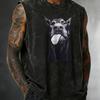 Men's Washed Tank Top with Loose and Sleeveless Fit Comfortable and Versatile Vintage Washed Men's Loose Cotton Tank Top