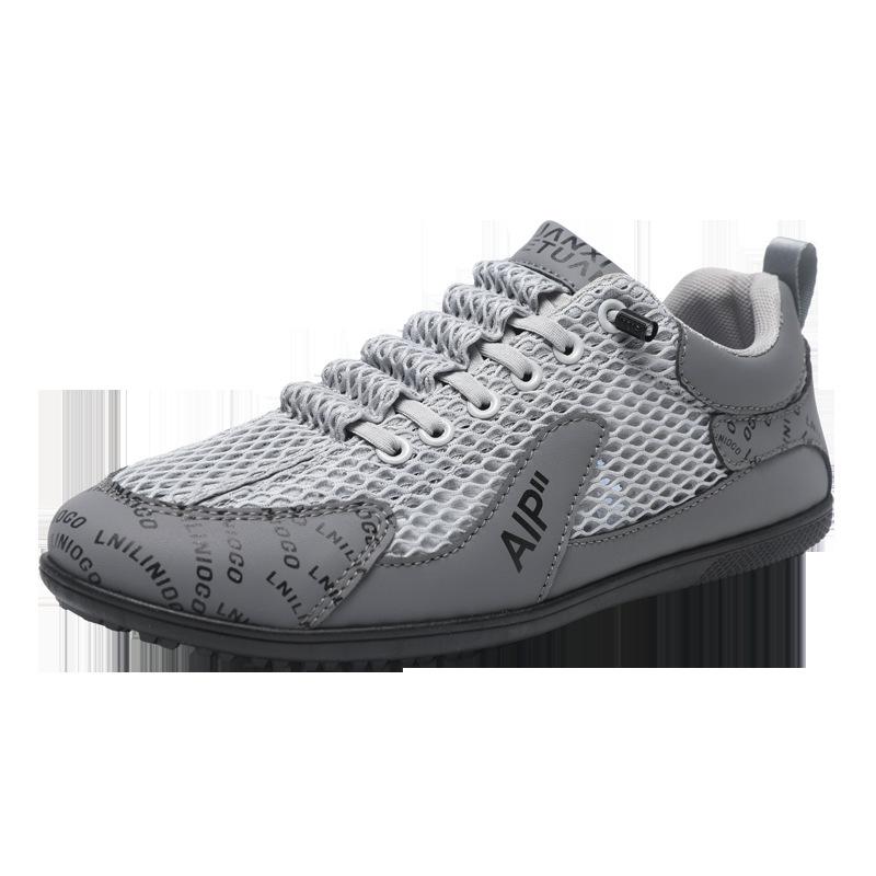 

Large size men s shoes summer breathable mesh one-pedal sports shoes men s thin soft-soled Forrest Gump foreign trade casual shoes 46 серый