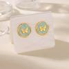 Vintage Macaron Drip Butterfly Stud Earrings Women's Niche Temperament Stainless Steel K Gold Plated Earrings