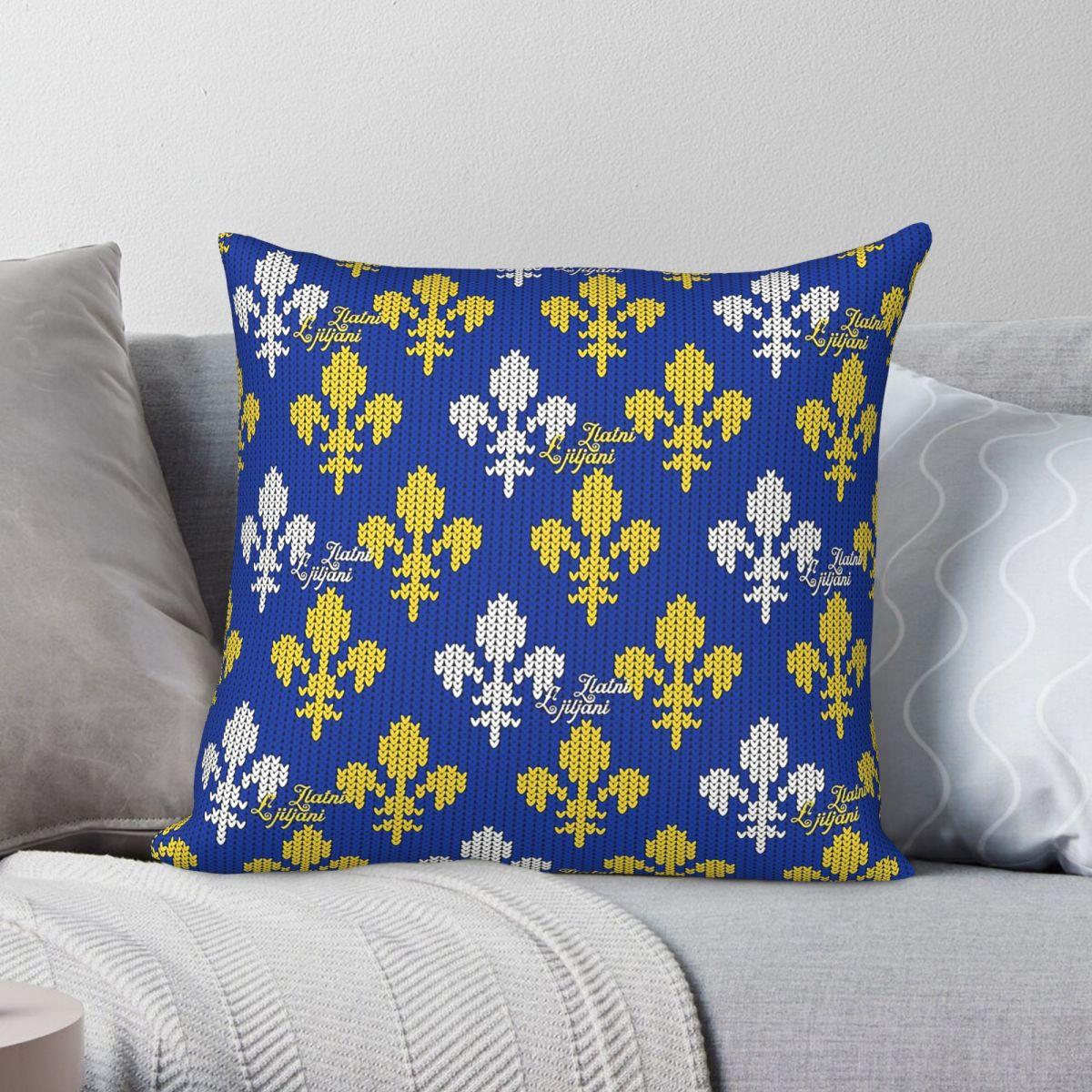 Exquisite Ornaments Unisex Bosanski Ljiljan Bosna Square Pillowcase Polyester Linen Velvet Creative Zip Decorative Sofa Seater Cushion Cover