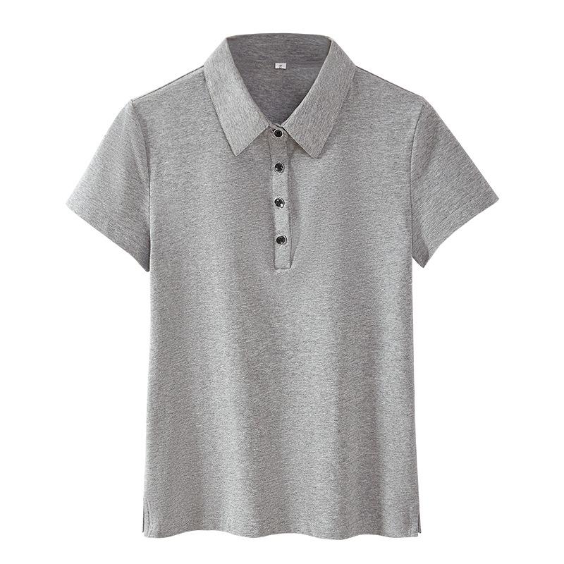 Short-sleeved T-shirt Blouse 2024 Summer New Cotton Lapel Top Loose Slimming Half-sleeved T-shirt Ins Trend