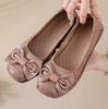 Fashion New Cow Leather Shoes Woman Luxury Bowknot Ballet Flats Women's Shallow Slip On Moccasins Mother Comfortable Autumn Flats Shoes