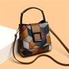 Contrast Color Square Buckle Bucket Bag Women's Shoulder Messenger Bag
