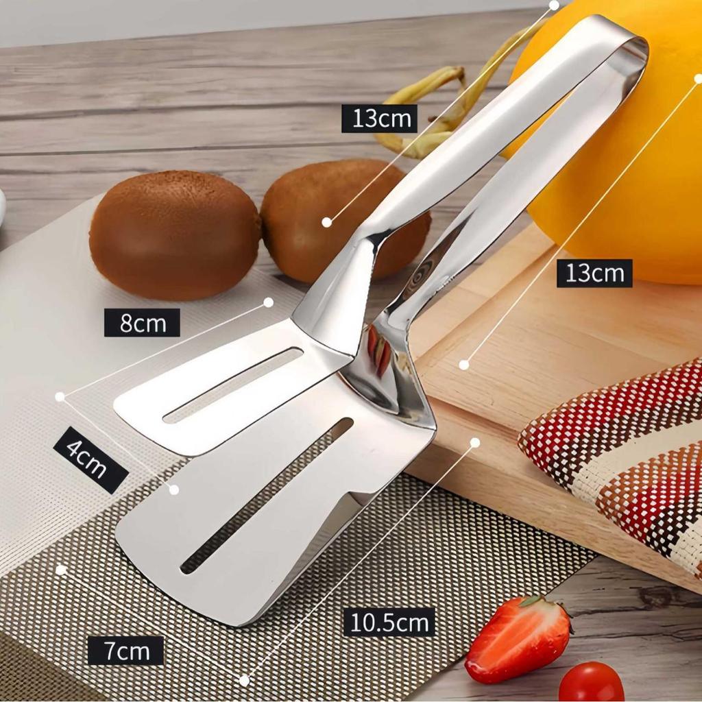 Stainless Steel Multifunctional Steak & Pancake Turner - Anti-Scald, Fish Clip, Kitchen Frying Spatula.