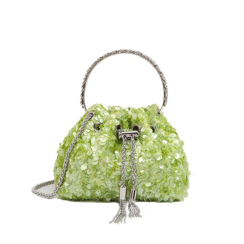 2026 Womens Crystal-Embellished Crossbody Bag Fringe Detail Small Square Shoulder No Top Handle