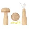 1 Set Darning Mushroom Wood Darning Egg Knitting Repair Tool Sewing Tool with Elastic Rope Large Eye Needle for Darning Socks Hats Sweaters DIY