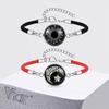 Vnox 2pcs Braided Rope Chain Bracelets For Lovers, Metal Sun Moon Star Round Accessory, Fashion Jewelry Girlfriend Couple Gift
