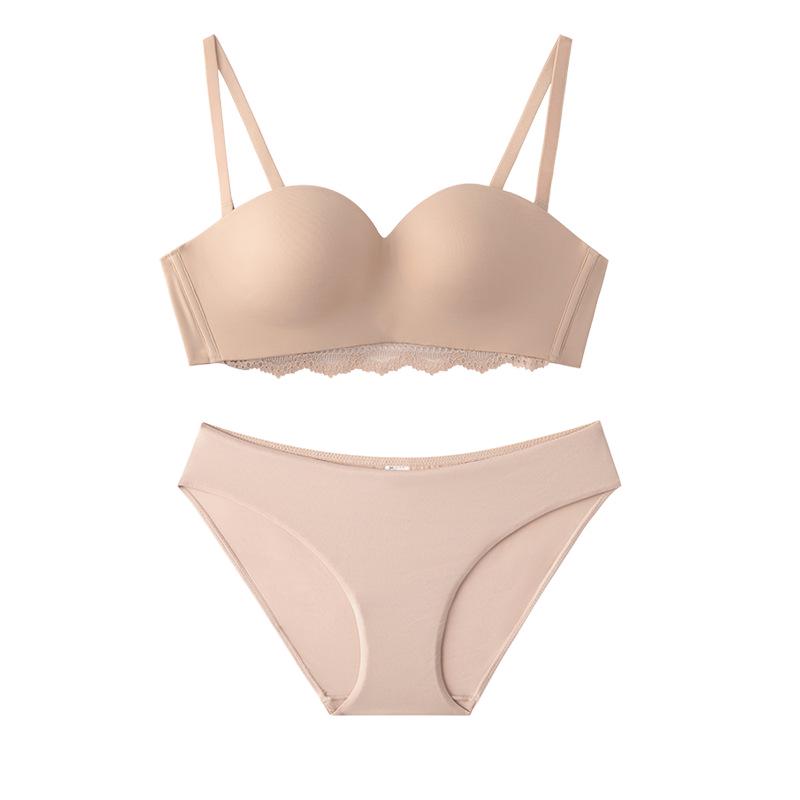 

Женский бесшовный комплект нижнего белья половинной чашки - Подчеркивает маленькую грудь, Плотные ягодицы, Предотвращает провисание, Бюстгальтер с поддерживающим эффектом Small