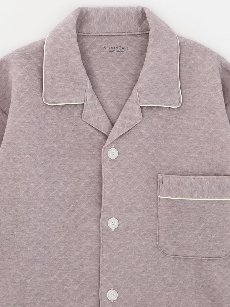 SUIMIN CARE Made in Japan Recycled Quilted Solid Long LL Purple Men's Pajamas, Hood, Color, Sleeve, Brown, Blue, Purple, Fall/Winter, M, L, (L,