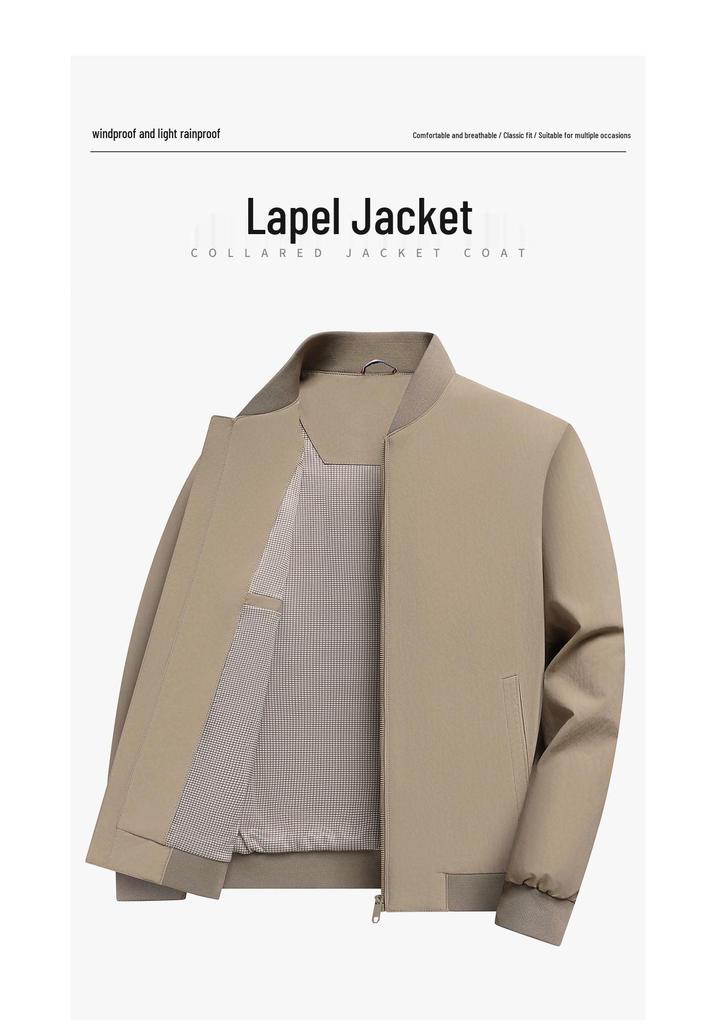 Dad's Mid-Length Men's Casual Jacket for Spring & Autumn - Business Baseball Collar Thin Coat