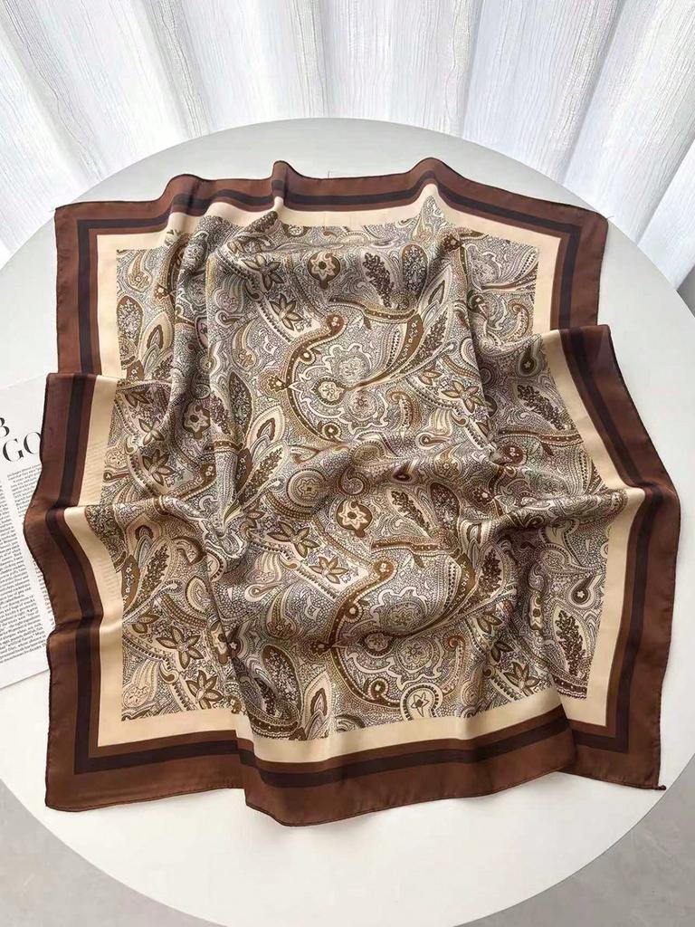 70cm Design Hair Bands Square Scarves Fashion Print Satin Silk Scarf for Women Neckerchief Wrist Wraps Lady Ribbon Shawl Foulard