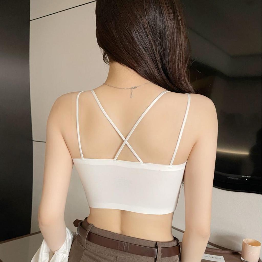 Camisole mit Kreuzschnürung am Rücken gegen Durchscheinen: Gesammelt, Atmungsaktiv, Sexy, Langes Frühjahrs-Sommer-Layer.