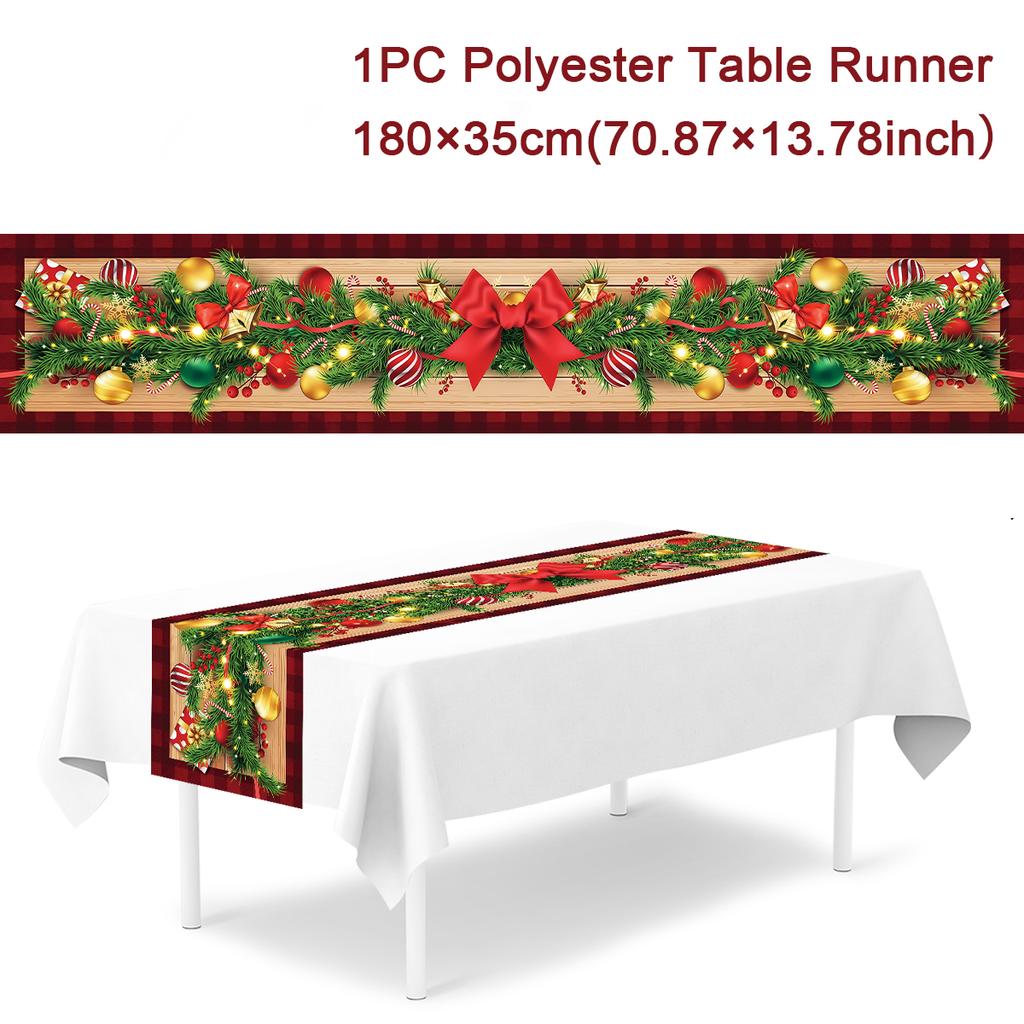 Christmas Table Runner Cloth Merry Christmas Decoration for Home 2024 Tablecloth Xmas Ornament Navidad Natal New Year Gift 2024