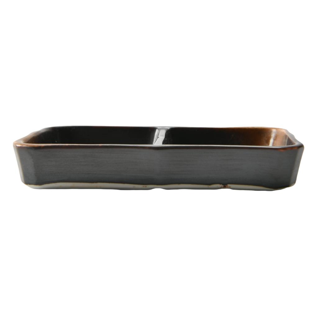 Yakishime Two-Piece Plate (Medium) [74 X 131 X 21mm] Divided Plate