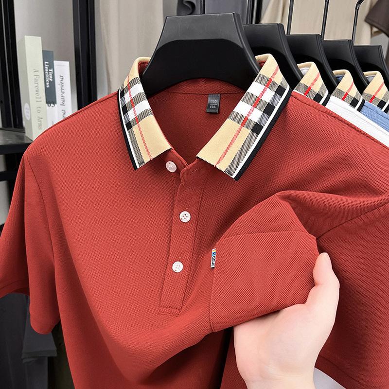 Casual And Comfortable Trendy Short-Sleeved Lapel-Neck Men'S Polo Shirt Splicing Lapel-Neck T-Shirt