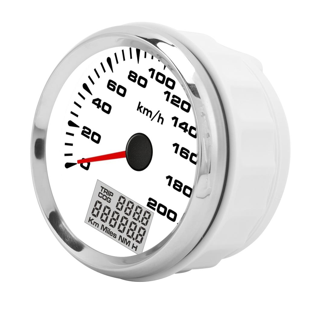 85mm Analog GPS Speedometer 200km h Waterproof 7 Backlit White Dial Chrome Bezel for 12 24V Marine Motorcycle Truck