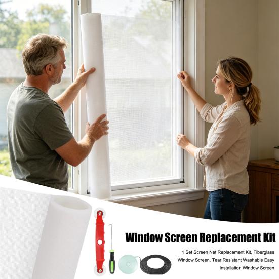Window Screen Replacement Kit, Child-safe Window Screen, Fiberglass Mesh Roll for Sliding Screen Doors Patio Porch Screens