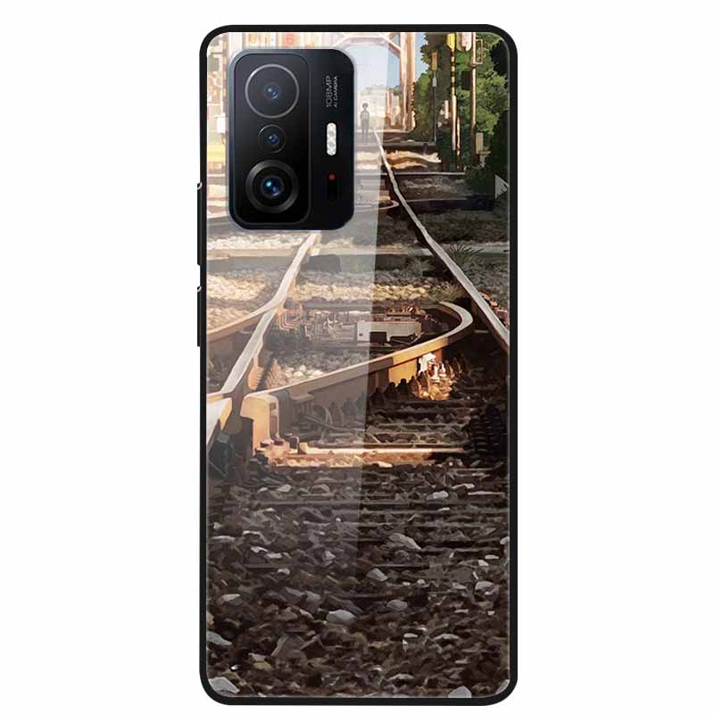 Case For Xiaomi 11T Pro Glass Hard Tempered Glass PC Phone Cover For Xiaomi Mi 11T 11 T Pro Shockproof Landscape Cute Capa Coque