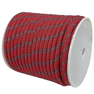 Sutekus Linka do namiotu, 8mm średnicy, Paracord z materiałem odblaskowym, 2000kg (2 tony) Nośność, Długość 40m (Czerwony)