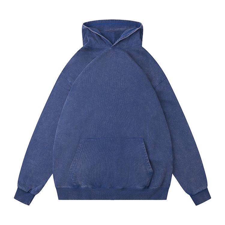 Men s Hooded Cotton Sweatshirt with Embroidered Logo - Thick, Washable, Cross-Border Design Small темно-синий