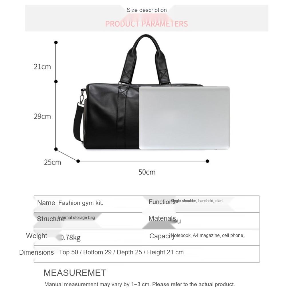 Travel Bag Unisex PU Large Capacity Adjustable Strap Travel Gym