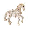 Alloy Multicolor Horse Brooch Rhinestone Inlaid Standing Horse Brooch Lapel Pin Zodiac Year Animal Brooch for Men Women Clothing Accessories