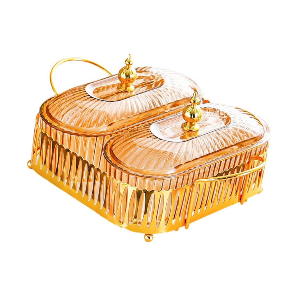 Multi-compartment Transparent Tray Decorative Candy Nut Dish Food Serving Bowl for Living Room Table